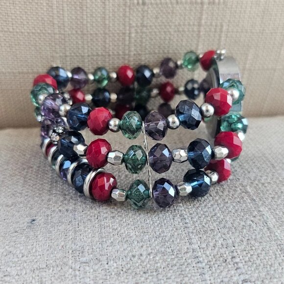 Holidays Season Theme Wristwatch Multi Color Beads Bracelet Analog Quartz Watach - Picture 7 of 11